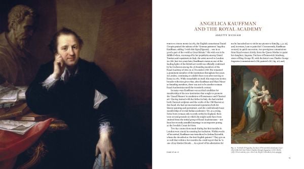 Painting of three women, one holding a paint palette and brushes.