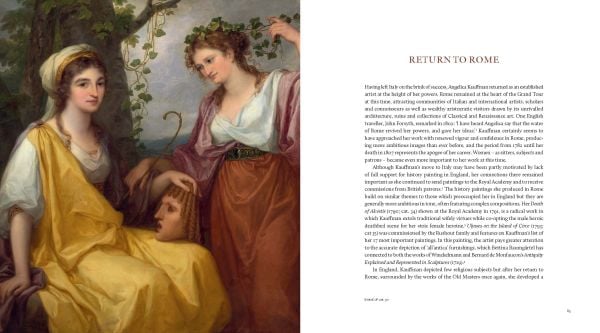 Painting of three women, one holding a paint palette and brushes.