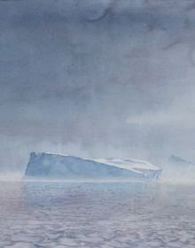 Book cover of Sara Cooper's Emma Stibbon: Melting Ice / Rising Tides, with a snow covered mountain landscape. Published by Royal Academy of Arts.