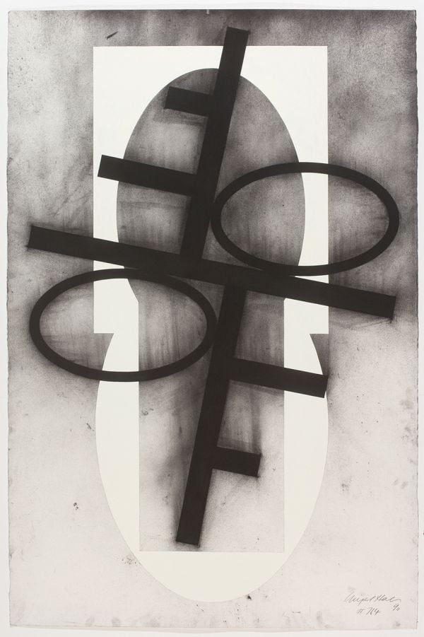 Book cover of Andrew Lambirth's Nigel Hall: Drawings, with a black and orange sculpture sketch. Published by Royal Academy of Arts.