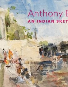 Book cover of An Indian Sketchbook: Anthony Eyton; featuring a landscape painting of figures near the water's edge. Published by Royal Academy of Arts.