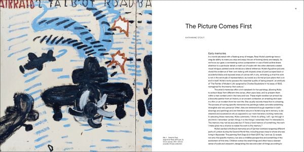 Book cover of Rose Wylie; featuring a painting of a figure in pink, and a large black insect. Published by Royal Academy of Arts.