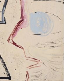 Book cover of Rose Wylie; featuring a painting of a figure in pink, and a large black insect. Published by Royal Academy of Arts.