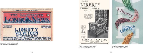 Patterned chair, curtain and rug on dark grey cover with Trading Textiles in orange and white font