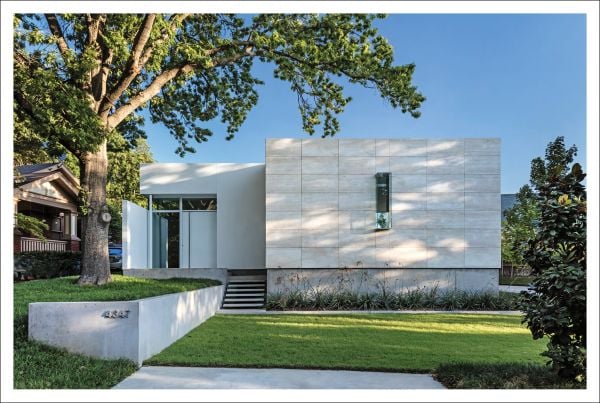 Book cover of Modernism in Context: Homes by Lionel Morrison; featuring a modern residential property with a swimming pool. Published by Images Publishing.
