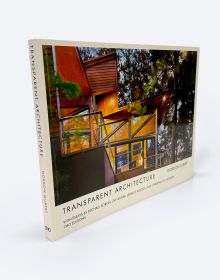Book cover of Transparent Architecture; featuring a house with large glass windows. Published by ORO Editions.