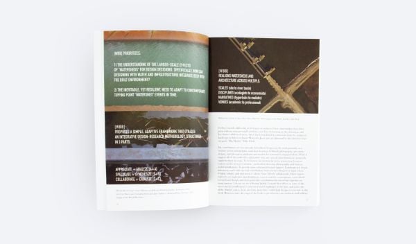 Concrete blocks with water filtering through on cover of 'Way Beyond Bigness: The Need for a Watershed Architecture', by ORO Editions.