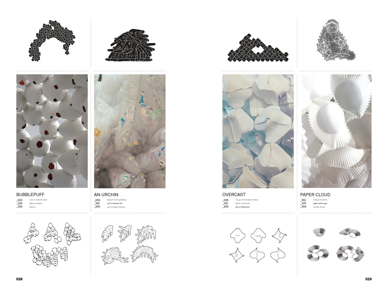 Book cover of 57 Pavilions, with thirty black geometric shapes in square formation. Published by ORO Editions.