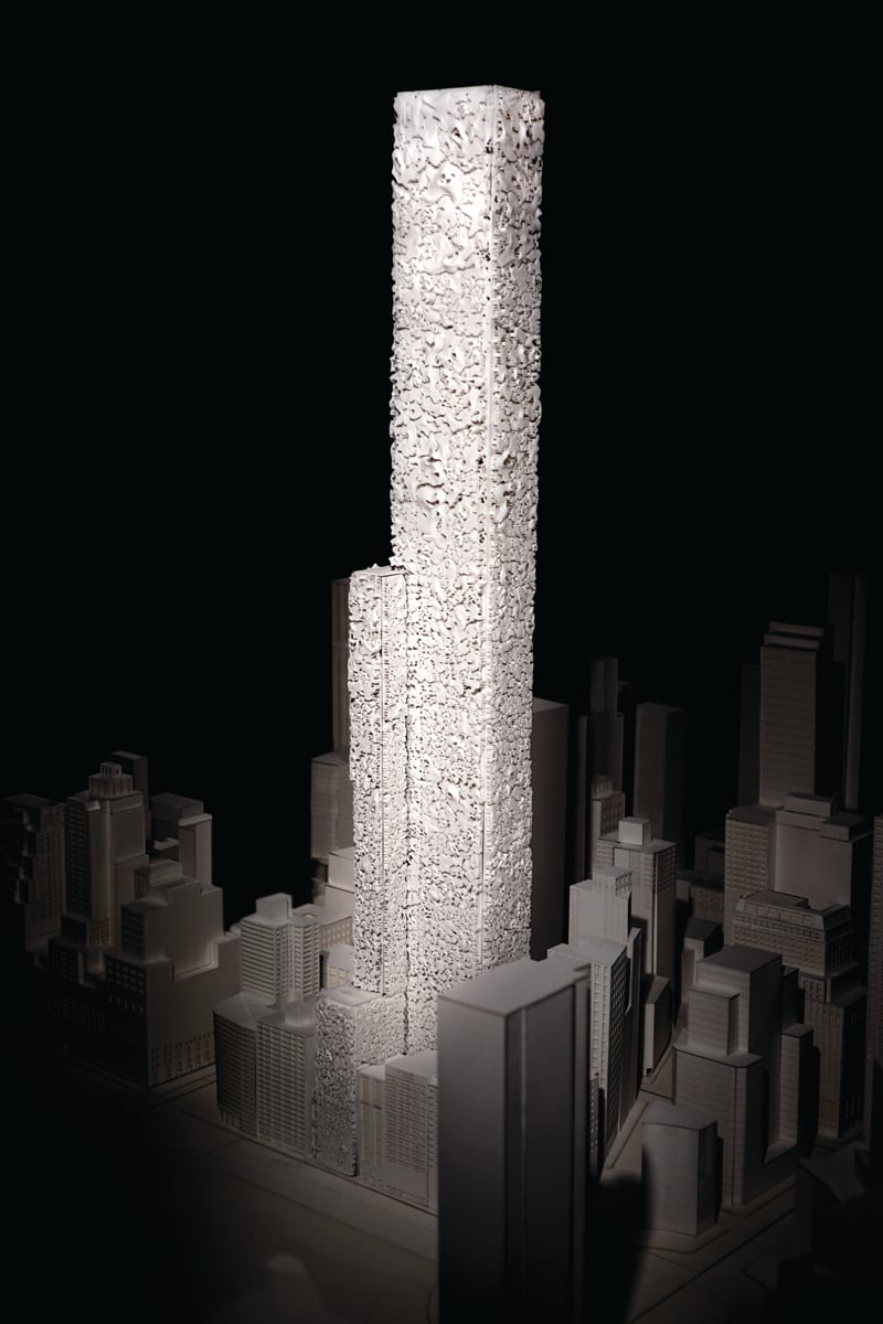 New York City skyline, with skyscrapers, Asset Architecture No. 3 in white font