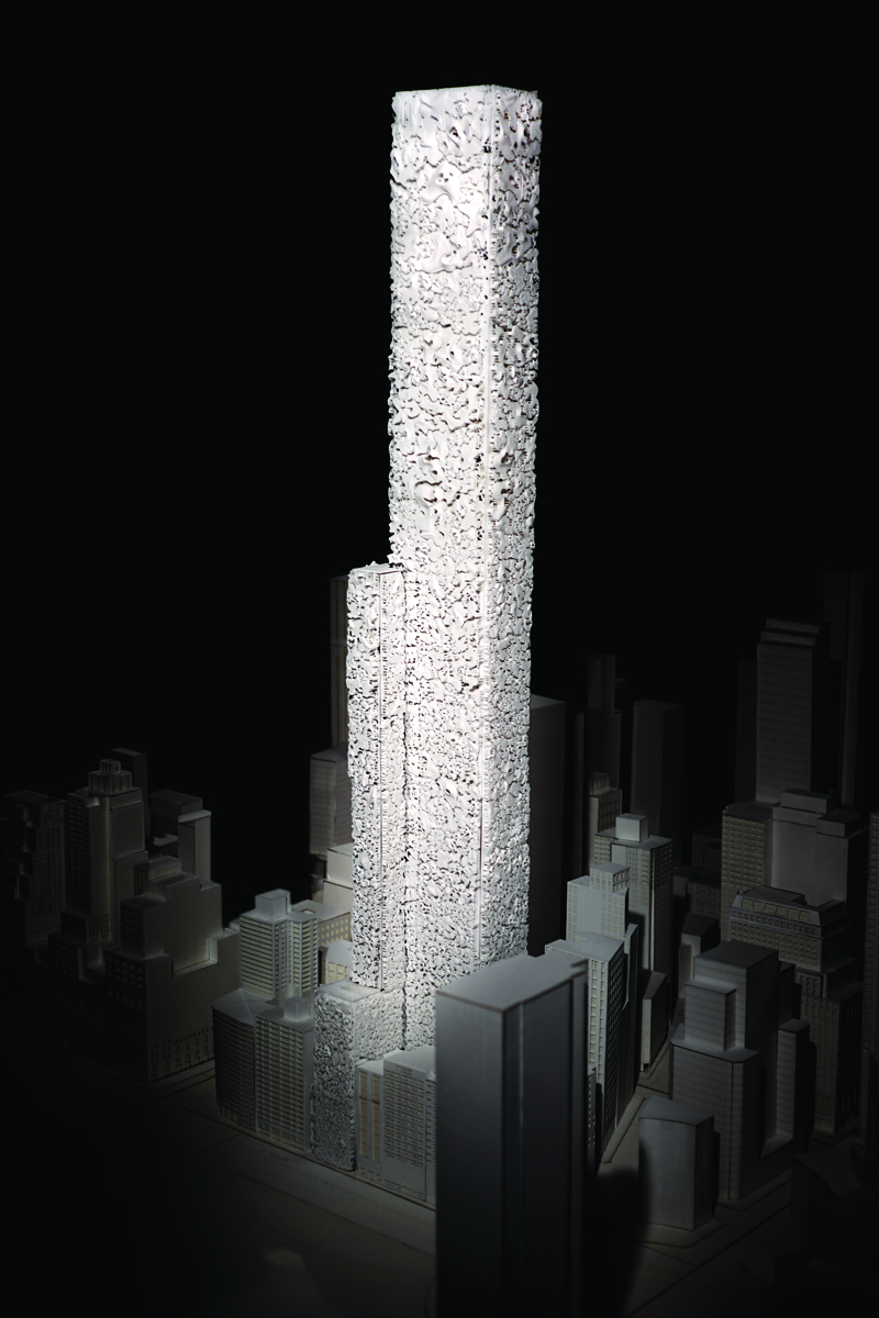 New York City skyline, with skyscrapers, Asset Architecture No. 3 in white font