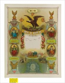 Close up of American bald eagle, orange beak, AMERICAN EAGLE in silver font below