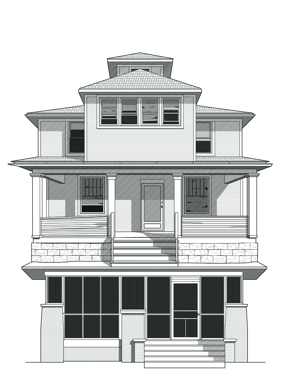 5 diagrams of flat roof home with various components missing, white cover, Unresolved Legibility In Ten Residential Types in black font above.