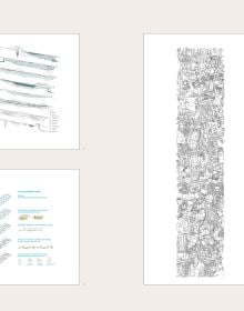 Circular section of painting of man's face, title headers circling, on white cover, LA+ in black and green font to top right.