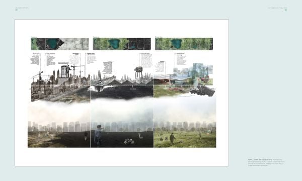 Circular section of painting of man's face, title headers circling, on white cover, LA+ in black and green font to top right.