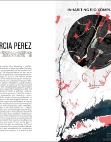 Circular section of painting of man's face, title headers circling, on white cover, LA+ in black and green font to top right.