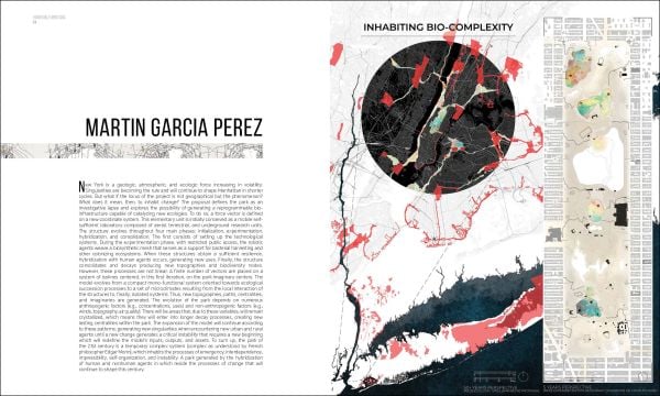 Circular section of painting of man's face, title headers circling, on white cover, LA+ in black and green font to top right.