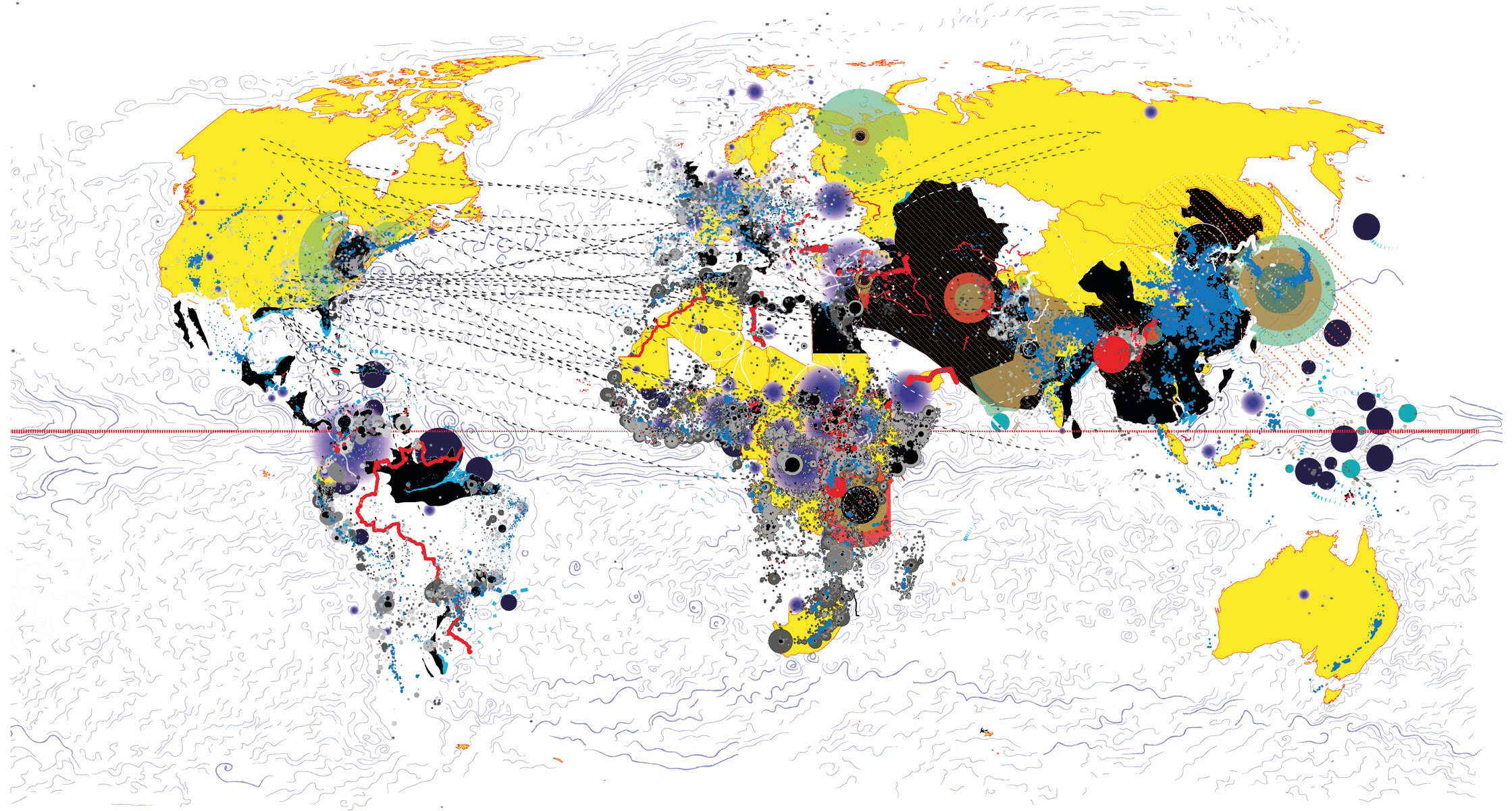 White cover with dotted centre line and 4 black and red diagrams in various sizes of planet earth with City of Refugees in beige capital letters below largest diagram