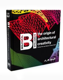 BI: the origin of architectural creativity in white font on black cover with multicoloured geometrical structured designs.