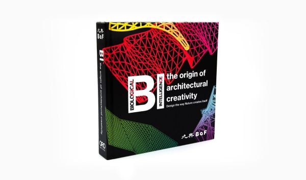 BI: the origin of architectural creativity in white font on black cover with multicoloured geometrical structured designs.