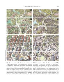 Mountain landscape illustration, small text written on mountain surface, Transect Urbanism Readings in Human Ecology in white font above.