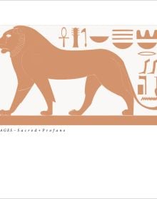 Illustration of Egyptian building with columns, mirror image below, white cover, EGYPTIAN PLACES in red font to centre.