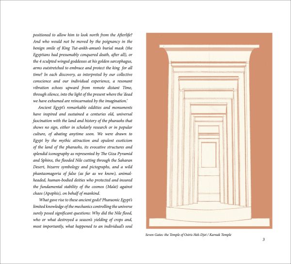 Illustration of Egyptian building with columns, mirror image below, white cover, EGYPTIAN PLACES in red font to centre.