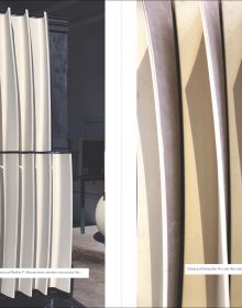 Grey and blue tile edges with Architectural Ceramic Assemblies Workshop in white font to top right