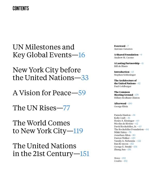 Sky blue cover with A Home to the World The United Nations and New York City in black font in centre