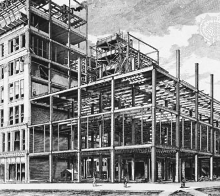 Straight road with yellow centre line, mountain landscape, image reflected above, Trans-Atlantic Engagements The Contribution and Impact of German Educators to US Architectural Education in white font.