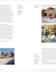 Naïve style graphic of urban landscape amphitheatre, pond and tree, off white cover, LAF in black font to top left, Children and Urban Environments in black and grey font to centre left.