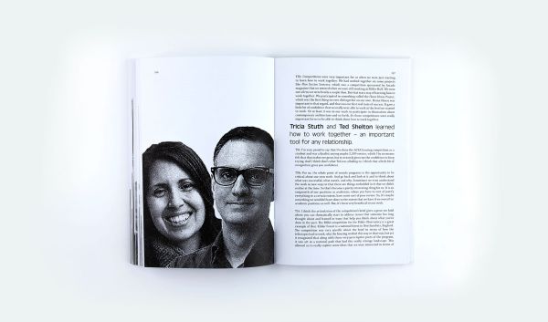 List of architects and headers, joined with lines, What Kind of Architect Are You? Udo Greinacher in bright yellow font on blue cover.