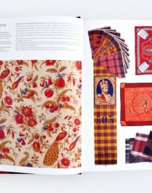 Book cover of Labels of Empire: Textile Trademarks: Windows into India in the Time of the Raj, with a chromolithograph of Victorian procession with Queen Victoria, Queen's Guard, Piper. Published by ORO Editions.