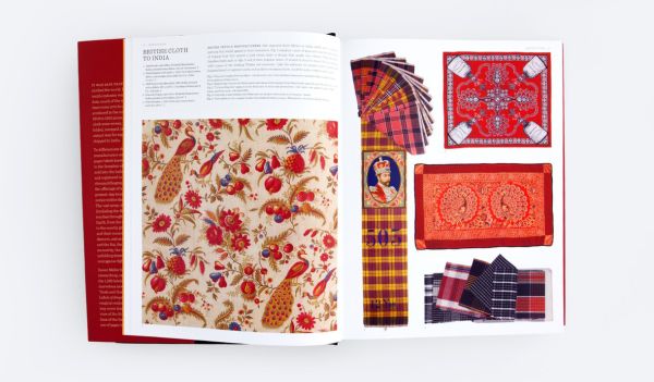 Book cover of Labels of Empire: Textile Trademarks: Windows into India in the Time of the Raj, with a chromolithograph of Victorian procession with Queen Victoria, Queen's Guard, Piper. Published by ORO Editions.