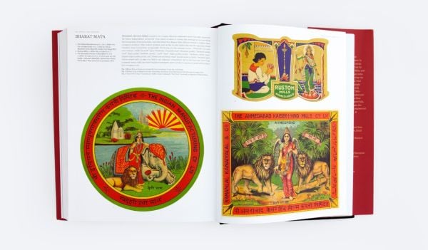 Book cover of Labels of Empire: Textile Trademarks: Windows into India in the Time of the Raj, with a chromolithograph of Victorian procession with Queen Victoria, Queen's Guard, Piper. Published by ORO Editions.