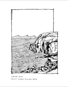 Book cover of Death by Design at Alcatraz, with a white silhouette of a man in free fall, landscape of Alcatraz behind. Published ORO Editions.