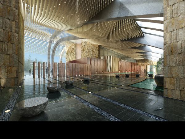 Dark brown cover with How Architecture Tells in bold mustard font