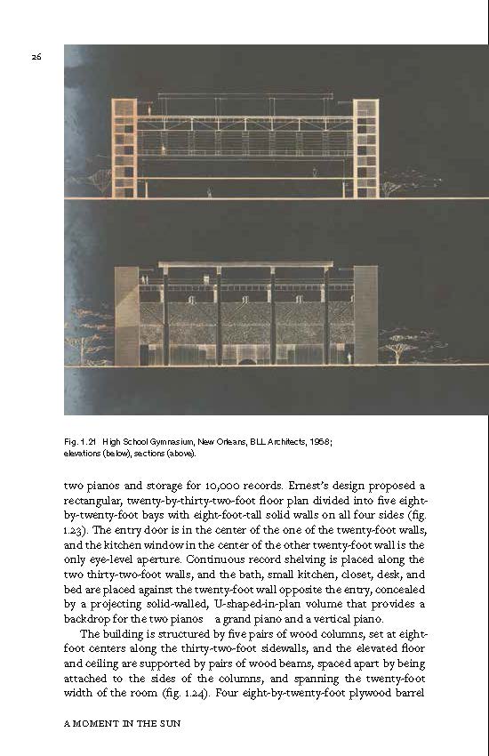 Book cover of A Moment in the Sun: Robert Ernest’s Brief but Brilliant Life in Architecture, with a beach House in Florida; with palm tree to left. Published by ORO Editions.