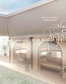 Book cover of Haute Couture Architecture, with an infinity pool with swimmer. Published by ORO Editions.