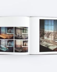 Book cover of Distillations, with a large installation slide projection of interior spaces. Published by ORO Editions.