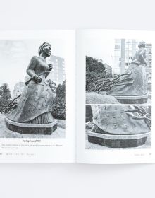 Book cover of Masters of Shape: The Lives and Art of American Women Sculptors, featuring a gold sculpture of female figure holding hands out in front of face, with eyes closed. Published by ORO Editions.