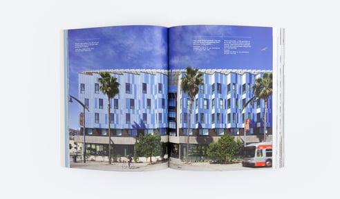 Book cover of Practice with Purpose: A Guide to Mission-Driven Design, with interior of building with wheel-chair friendly access. Published by ORO Editions.