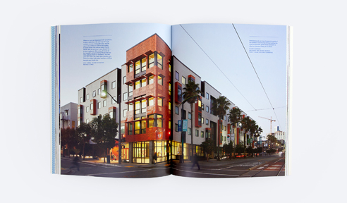 Book cover of Practice with Purpose: A Guide to Mission-Driven Design, with interior of building with wheel-chair friendly access. Published by ORO Editions.