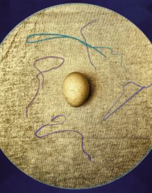 Book cover of Photoscapes and the Egg with an aerial image of dark blue egg on blue circle. Published by ORO Editions.
