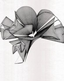 CAD of pink textured shape, on cover of 'Computational Drawing: From Foundational Exercises to Theories of Representation', by ORO Editions.