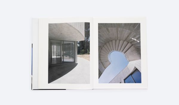 Book cover of Concrete Approximations, In Pursuit of Absolute Space Low, with grey concrete tubular structure. Published by ORO Editions.