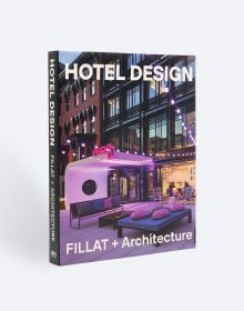 Book cover of Hotel Design, featuring a modern hotel 'Moxy', in Washington. Published by ORO Editions.