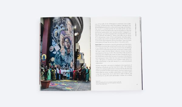 Cityscape full of protestors with banners, on cover of 'Co-Designing Publics', by ORO Editions.