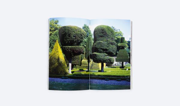 Book cover of Marc Treib's Poodling: On the Just Shaping of Shrubbery, with three green lollipop topiary trees. Published by ORO Editions.
