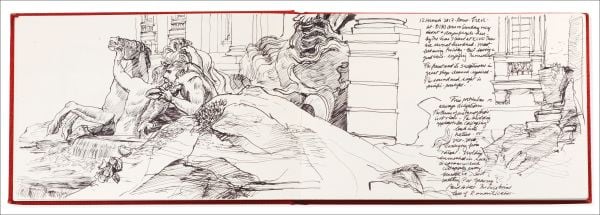 Book cover of In Italy: Sketches & Drawings, featuring a watercolour painting of building with columns. Published by ORO Editions.