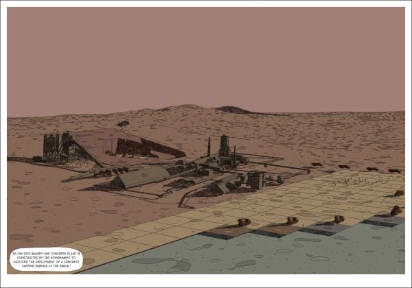 Book cover of Andrew Madl's The Nuclear Chronicles: Design Research on the Landscapes of the US Nuclear Highway, with a building mural featuring a figure wearing a gas mask. Published by ORO Editions.